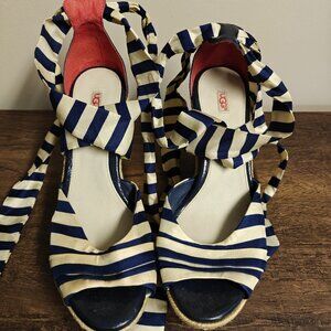 Uggs Ribbon Tie Platform Wedge Heels
